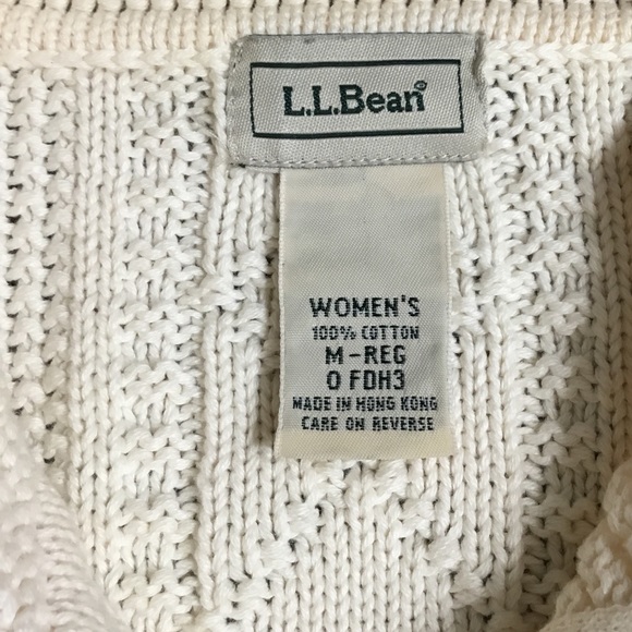 L.L. Bean Cable Knit Button Front Cardigan RN 71341 VN 06097 100% Cotton Medium - Picture 6 of 7